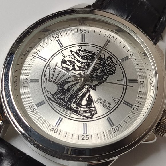 In God We Trust Silver Tone And Black Band Watch - Picture 2 of 14